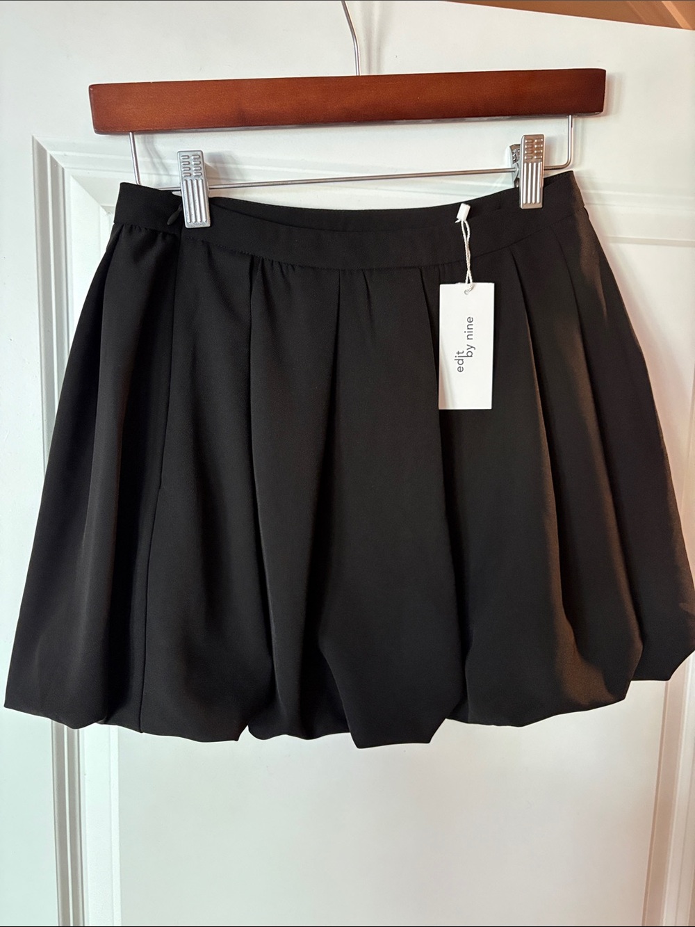 Black Bubble Hem Skater Skirt